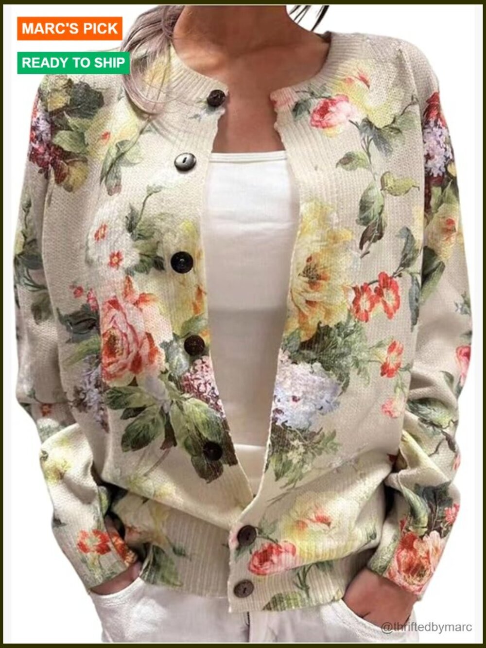 Floral Cardigan Sweater Button Down Long Sleeve Boho Trendy Knitwear Lightweight